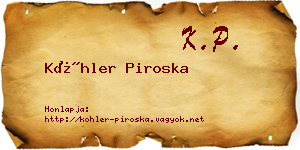Köhler Piroska névjegykártya